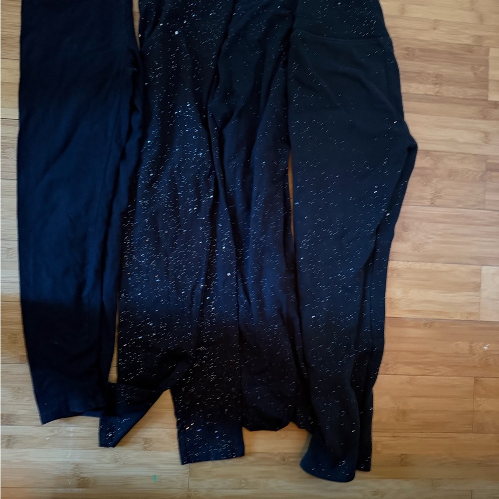 Girls Black Leggings-4 pairs-plain & glitter